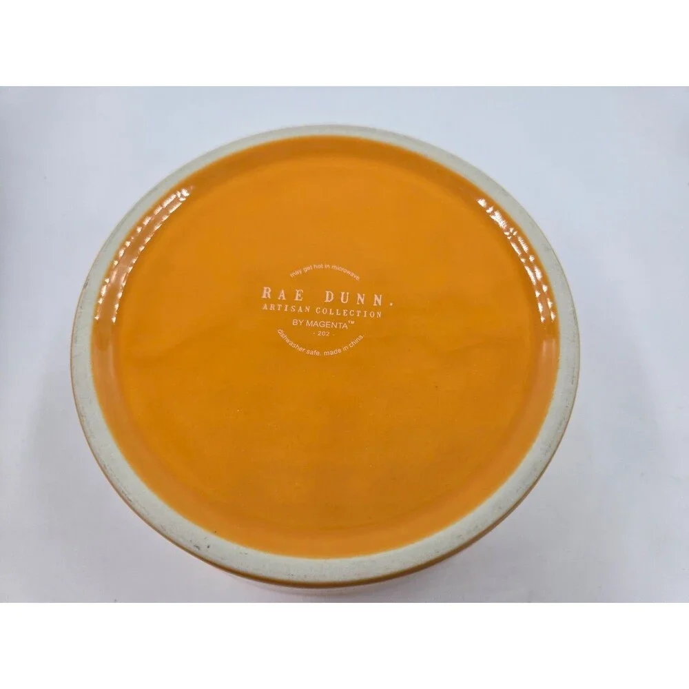 Rae Dunn FEAST 6” Orange Ceramic Pet Dog Bowl Pet Food Dish